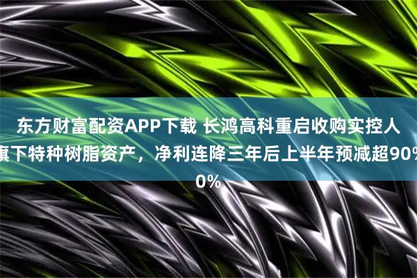 东方财富配资APP下载 长鸿高科重启收购实控人旗下特种树脂资产,净利连降三年后上半年预减超90%